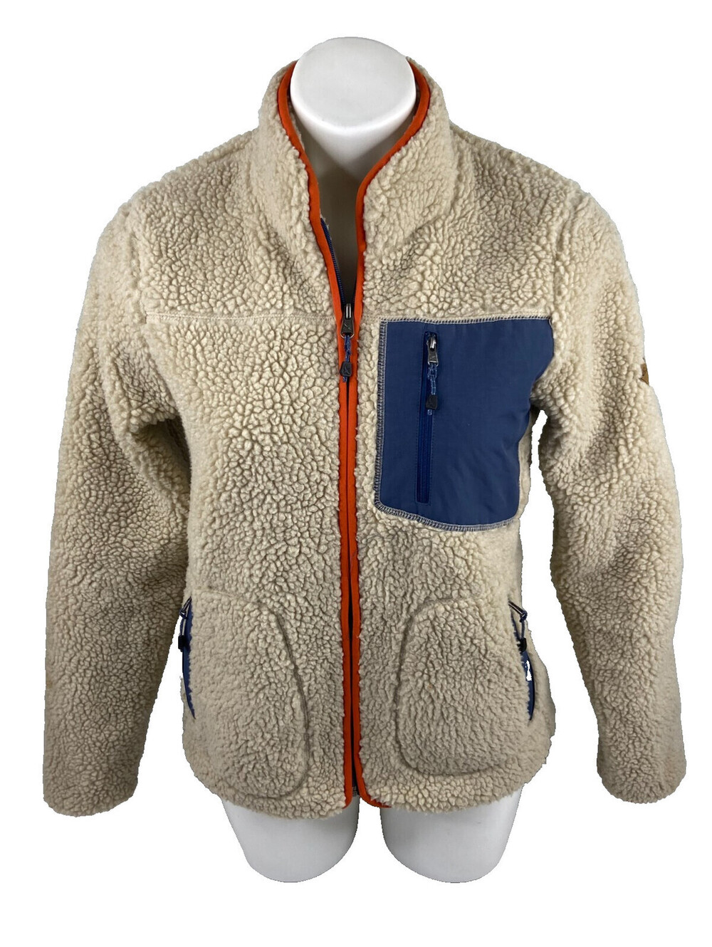 Eddie Bauer Women Small Beige Rangefinder Sherpa Fleece Full Zip Jacket